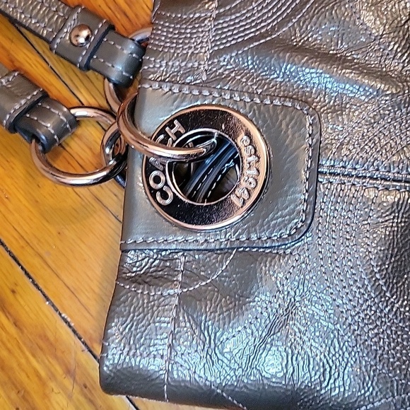 Coach LogoTote Pewter Color Career Everyday Casual - Picture 4 of 12